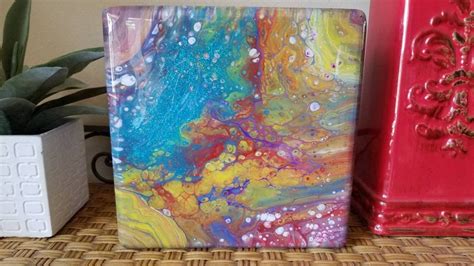 Acrylic Paint Pour Painting on Wood With Resin Top Coat. - Etsy