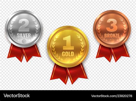 Realistic award medals winner medal gold bronze Vector Image