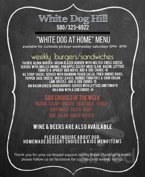 White Dog Hill Restaurant menus in Clinton, Oklahoma, United States