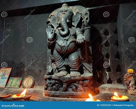 Black Metallic Statue of Lord Ganesh at Temple Stock Image - Image of dramatic, beauty: 170223169