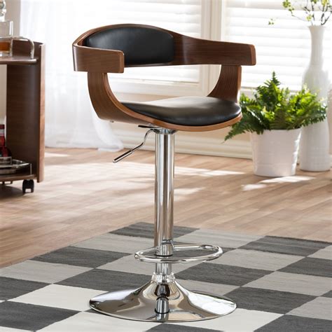 Wholesale Interiors Garr 33" Modern Bar-Height Stool, Walnut/Black ...