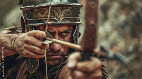 Archery Mastery in Ancient Rome: A 28-Year-Old Roman Archer, Clad in Lorica Segmentata and a ...