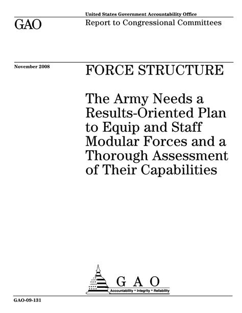 Force Structure: The Army Needs a Results-Oriented Plan to Equip and ...