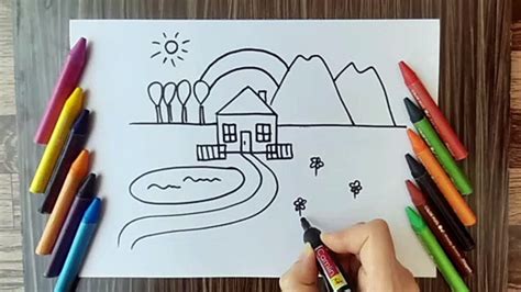 SCENERY DRAWING FOR KIDS | VERY EASY SCENERY | NATURE DRAWING FOR KIDS ...