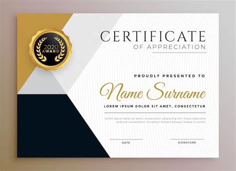 Free Vector | Professional certificate of appreciation golden template design