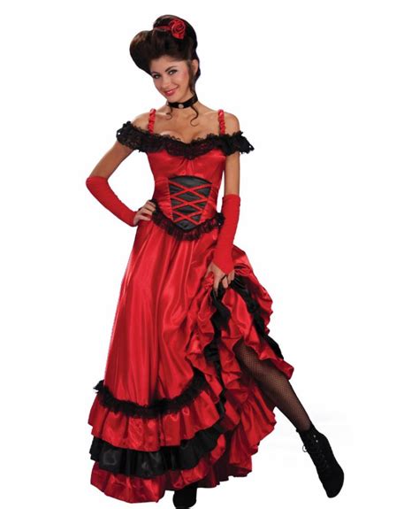 F38 Red MOULIN ROUGE BURLESQUE Western Saloon Girl Fancy Dress Costume ...