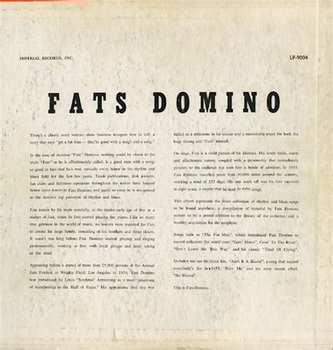 Classic Rock Covers Database: Fats Domino - Rock and Rollin' with Fats Domino (1956)