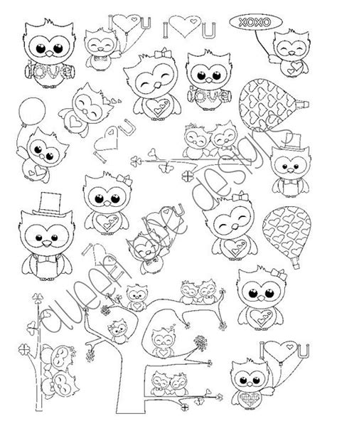 Color your own stickers! Cute LOVING OWLS set. Doodling, coloring, perfect for Erin Condren Life ...