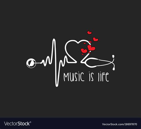 Music heartbeat Royalty Free Vector Image - VectorStock