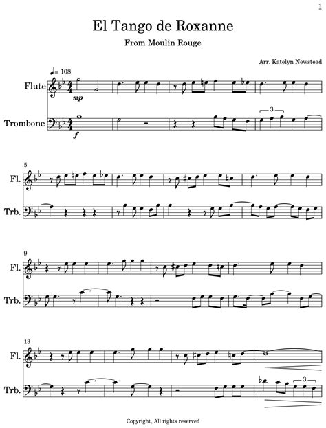 El Tango de Roxanne - Sheet music for Flute, Trombone