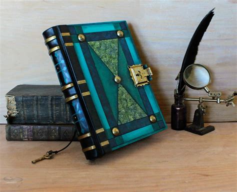 "The Turquoise" - Leather Journal with Lock and Key, Blue and Green Le – TeoStudio