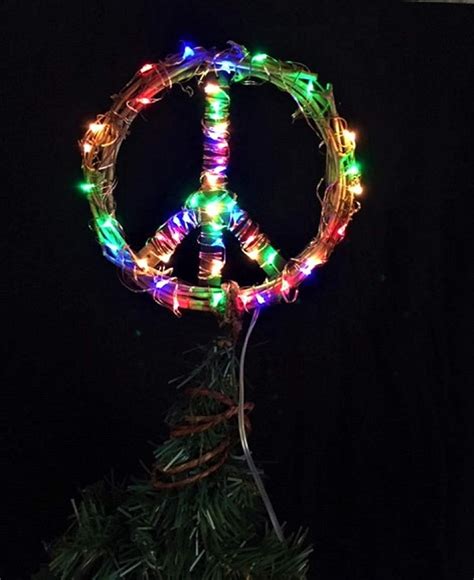 Lighted Peace Sign Christmas Wreath | Christmas Wishes