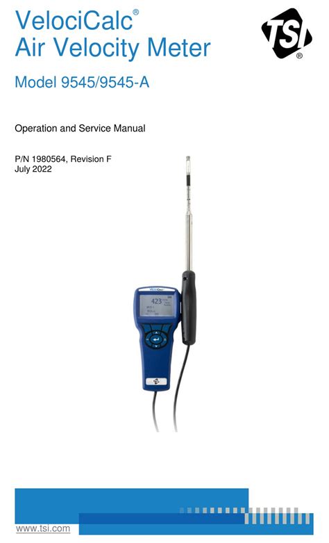 TSI INSTRUMENTS VELOCICALC 9545 OPERATION AND SERVICE MANUAL Pdf Download | ManualsLib