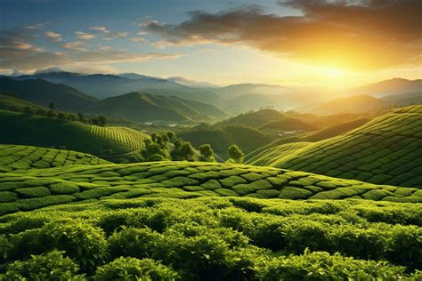 Tea Plantation at Sunrise in Munnar, Kerala, India. Ai Generated 30492447 Stock Photo at Vecteezy