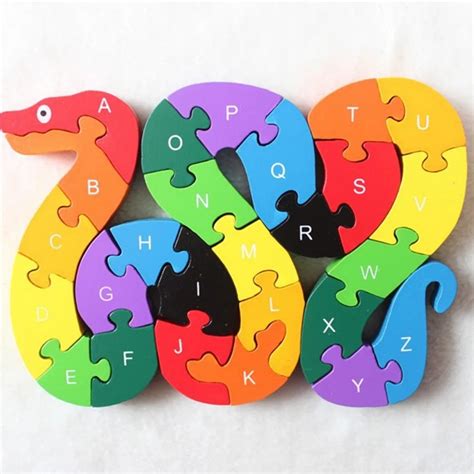 Hot 1Pcs Kids Puzzle Toys Children Learning Toys Puzzle English Alphanumeric Lovely Snake Shape ...