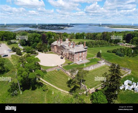 Historic mansion Castle Hill on the Crane Estate was built in 1926 with Tudor Revival style at ...