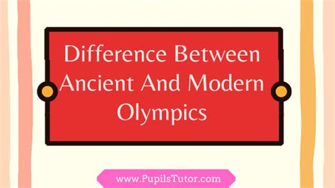 Difference Between Ancient And Modern Olympics