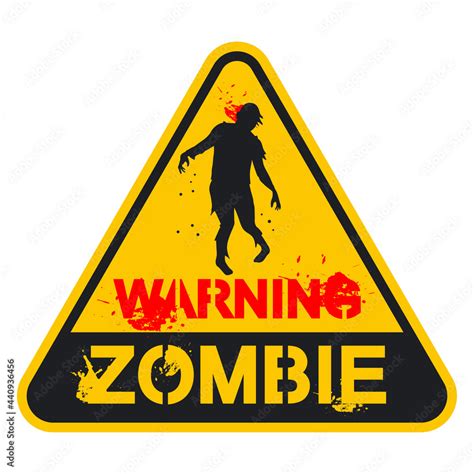 Zombie warning sign vector cartoon symbol isolated on a white ...