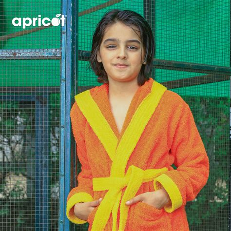 Cotton Kid's Bathrobe-Orange Over Yellow – Apricot