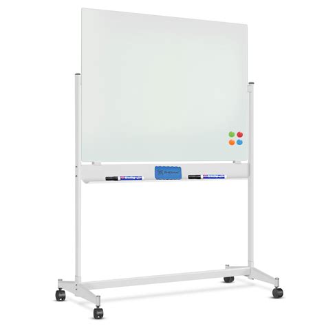 Mobile Glass Dry Erase Board with Stand, Large Magnetic Whiteboard – OfficeTopify