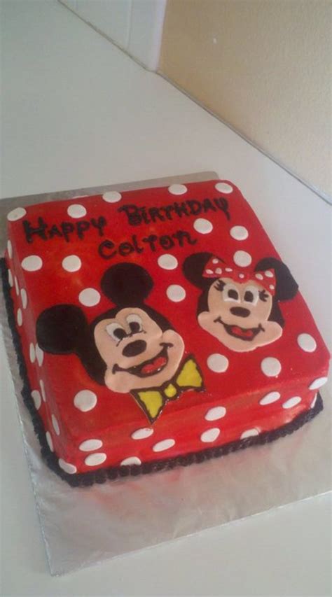 Mickey And Minnie Mouse Red Polka Dot Cake - CakeCentral.com