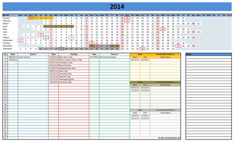 2014 Calendar | Excel Templates