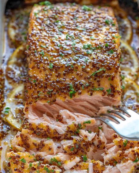 Juicy Baked Honey Mustard Salmon | Healthy Fitness Meals