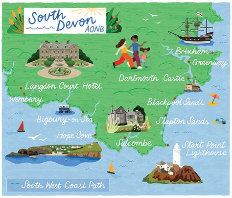 A map of South Devon for Discover Britain