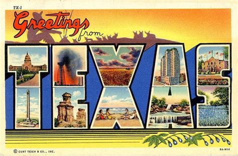 Texas Large Letter Vintage Multiview Vintage Postcard 1940 | Vintage postcards, Postcard, Texas art