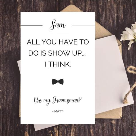 Will You Be My Groomsman Card Funny, Just Show Up, Funny Groomsman ...