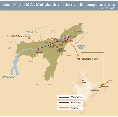 Route Map - MV Mahabaahu Brahmaputra River Cruise Assam