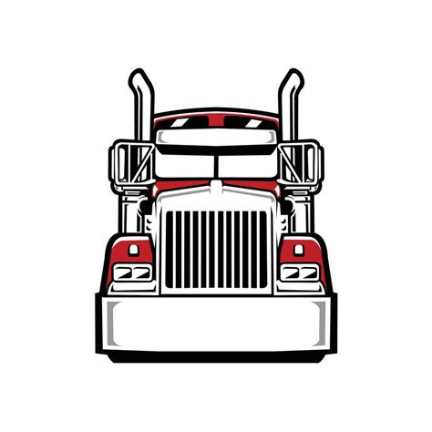 Premium Semi truck 18 wheeler freight big rig front view vector ...