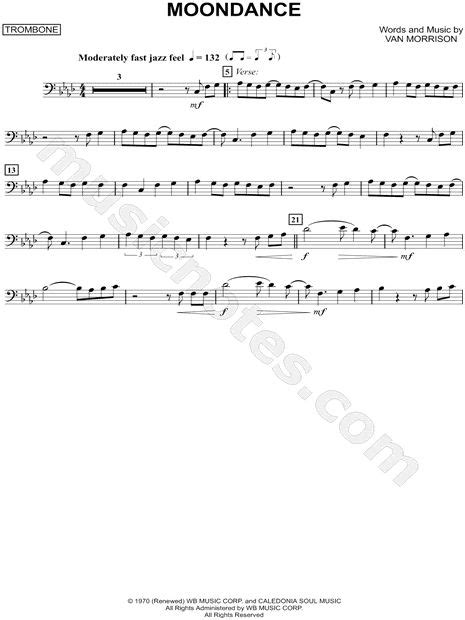 Van Morrison "Moondance - Trombone" Sheet Music (Trombone Solo) in F ...