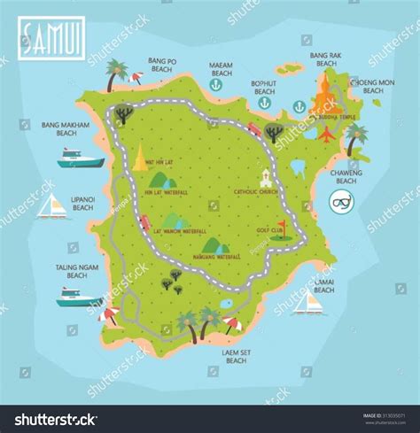 Koh Samui Travel Vector Set Stock Vector (Royalty Free) 313035071 | Shutterstock