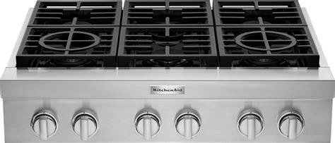 KitchenAid Commercial-Style 36" Built-In Gas Cooktop Stainless steel KCGC506JSS - Best Buy in ...