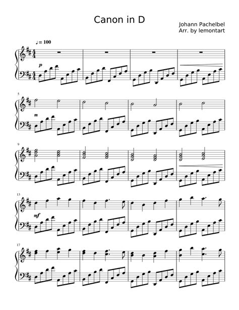 Canon In D Piano Sheet Music Free Printable Pdf - Printable Form, Templates and Letter