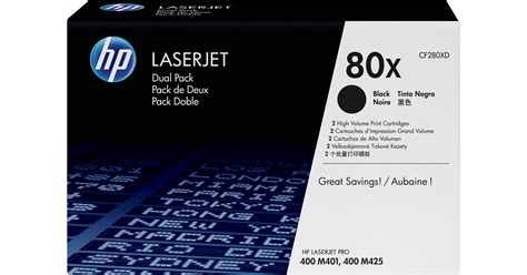 HP 80X LaserJet Black Toner Cartridge Dual Pack CF280XD B&H