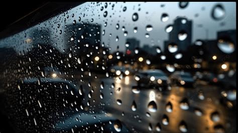 Rain Water On A Car Window At Night Background, Drops On The Car Window ...