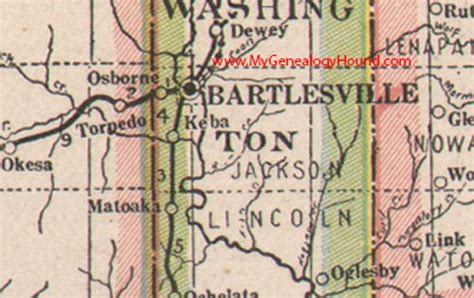 Washington County, Oklahoma 1922 Map Bartlesville, Dewey, Copan, Ramona ...