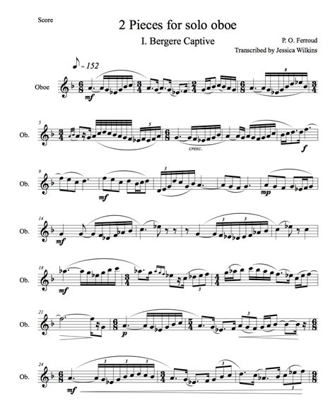 Ferroud Two Pieces for Solo Oboe (Digital Download) – JDW Sheet Music