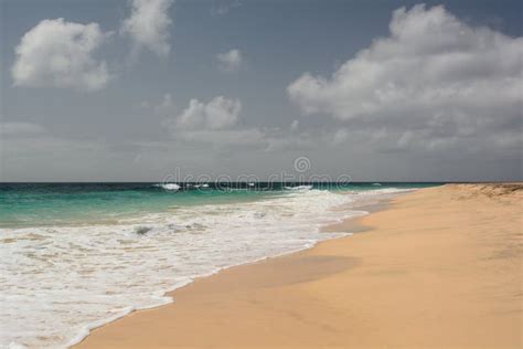 Seascape in Santa Maria Beach. Sal Island. Cape Verde Stock Image - Image of ocean, golden ...