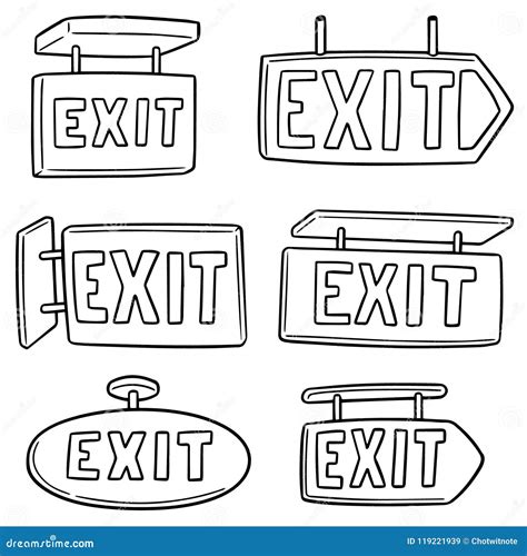 Vector set of exit sign stock vector. Illustration of cute - 119221939