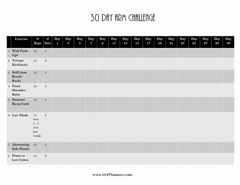 Free 30 Day Challenge Calendar