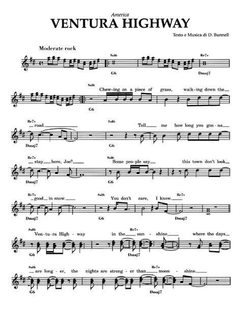 VENTURA HIGHWAY Sheet music | Easy Sheet Music