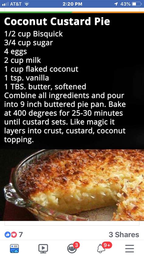 Coconut impossible pie | Coconut custard pie, Dessert recipes, Desserts