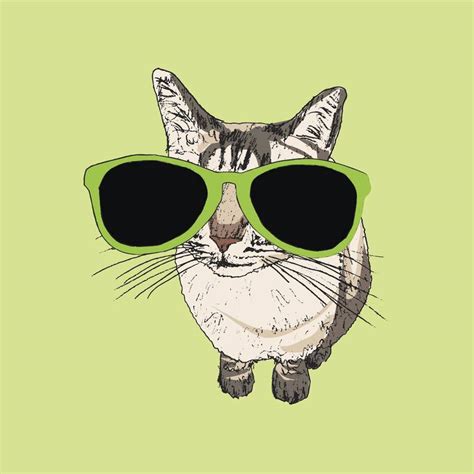 Gray Cat Wearing Oversized Sunglasses Digital by Let Me Draw Your ...