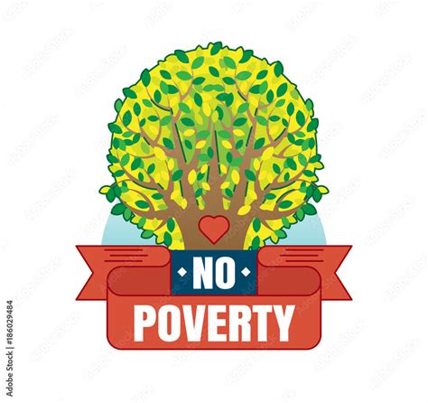 No Poverty vector logo badge with a green tree and heart Stock Vector | Adobe Stock