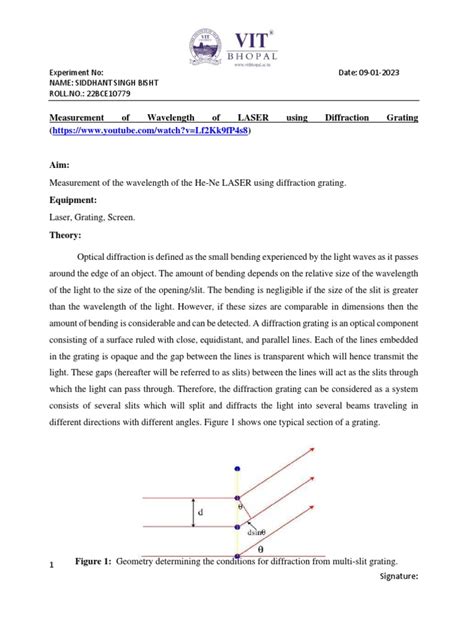 Laser Experiment | PDF | Diffraction | Wavelength