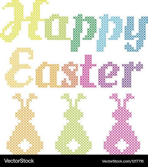 Happy easter cross stitch pattern Royalty Free Vector Image