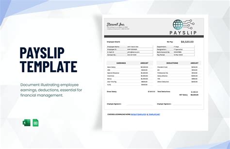 Payslip Template in Excel, Google Sheets - Download | Template.net